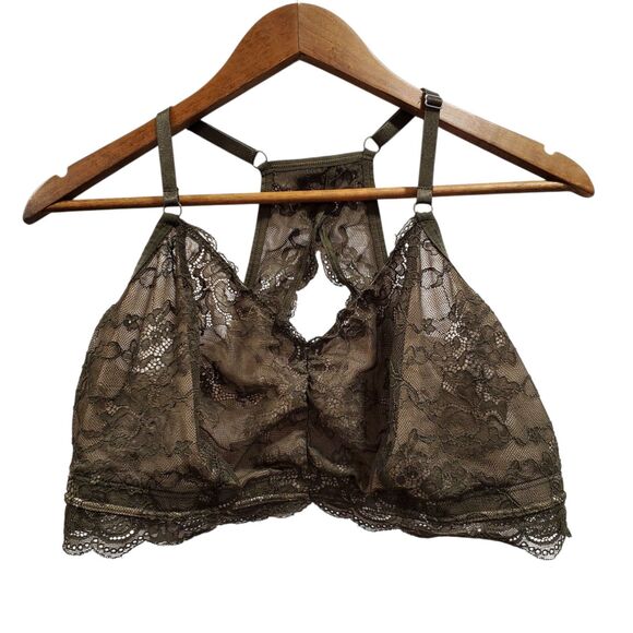 Torrid Olive Green Lace Bralette Racerback Plus Size Bra Size 1  stretch - Picture 3 of 7